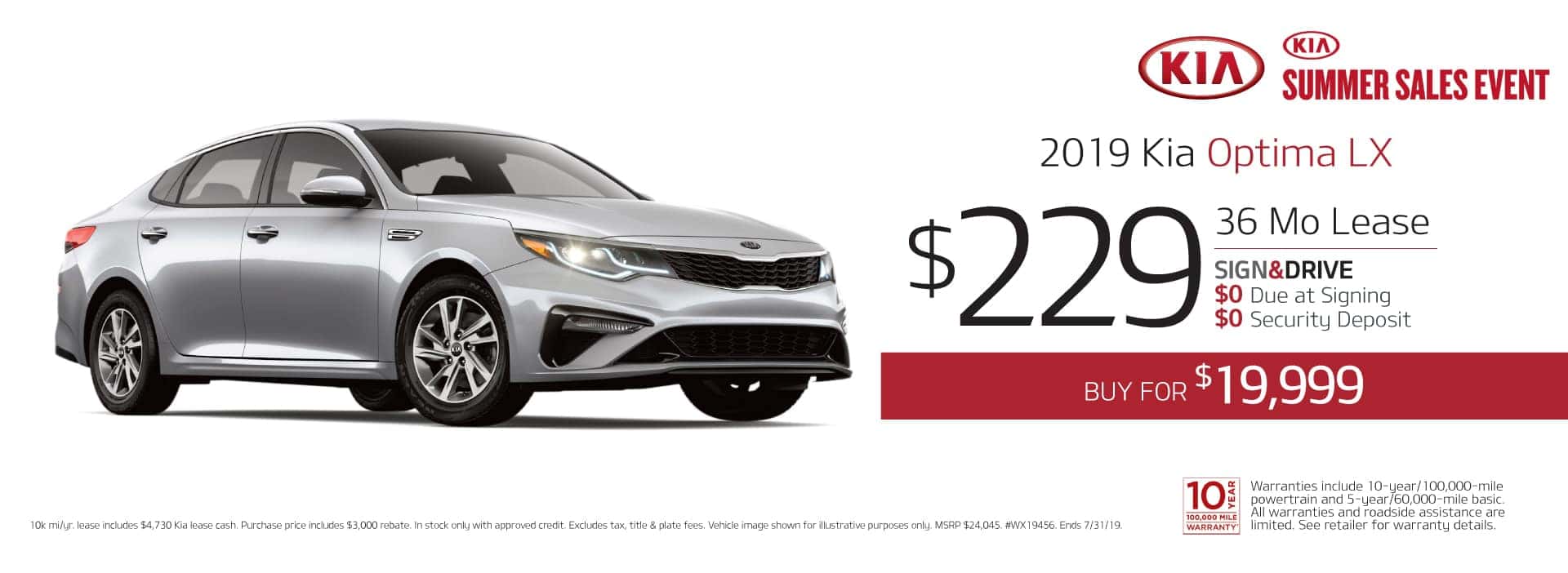 2019 Kia Optima Lease Special