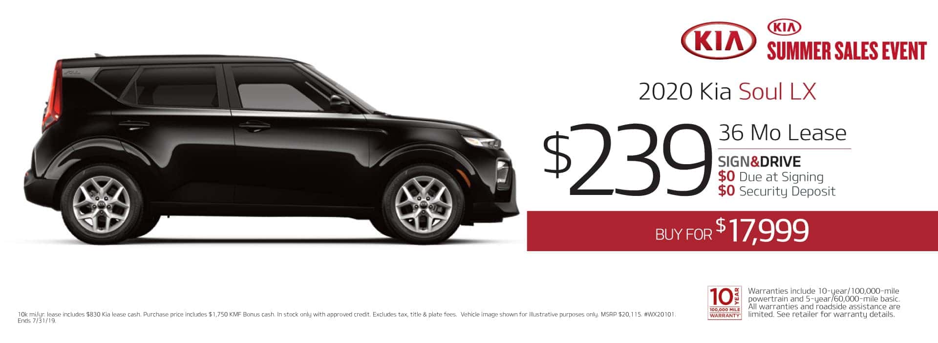 2020 Kia Soul Lease Special