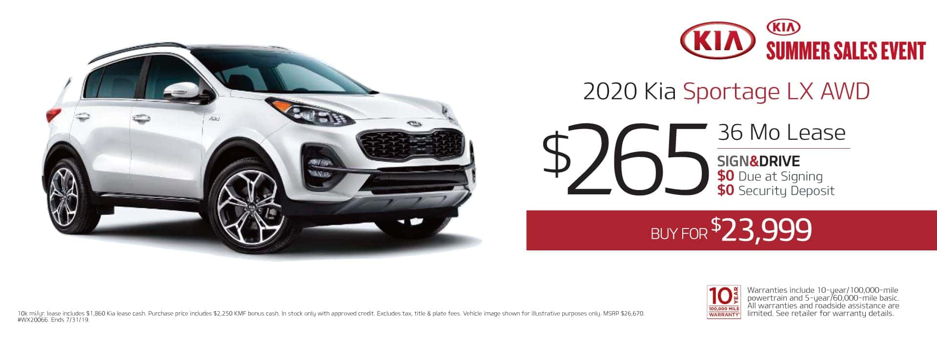 2019 Kia Sportage Lease Special