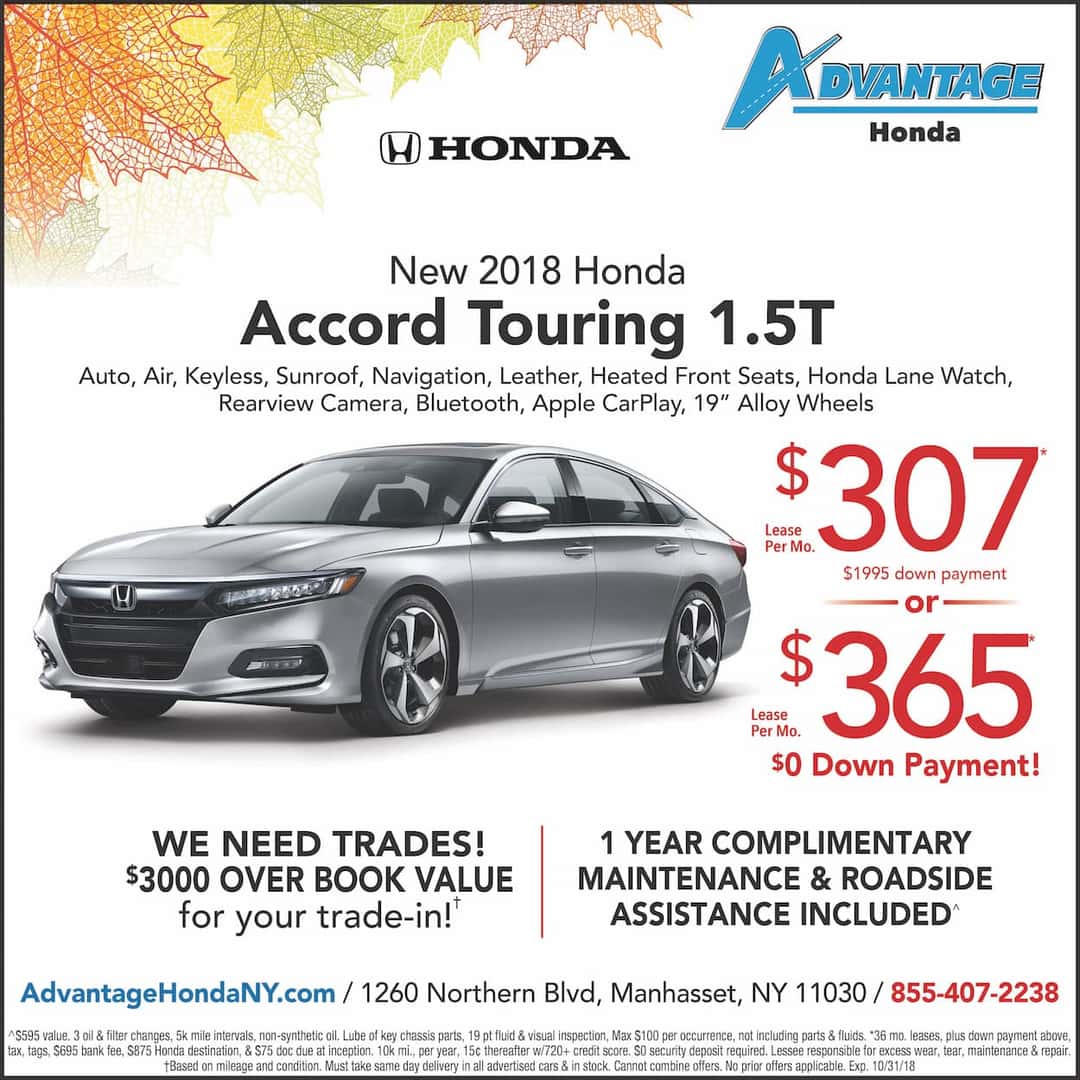 1 Year Car Lease >> 2018 Honda Accord Touring Lease Special Advantage Honda 1 Year Car Lease >> 2018 Honda Accord Touring Lease Special Advantage Honda