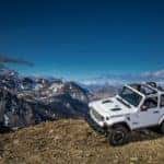 White Jeep Wrangler on a mountain