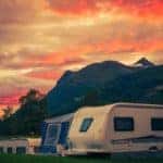 RV at park during sunset