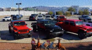 Jeep Gladiators, Anderson Chrysler Dealership Picture