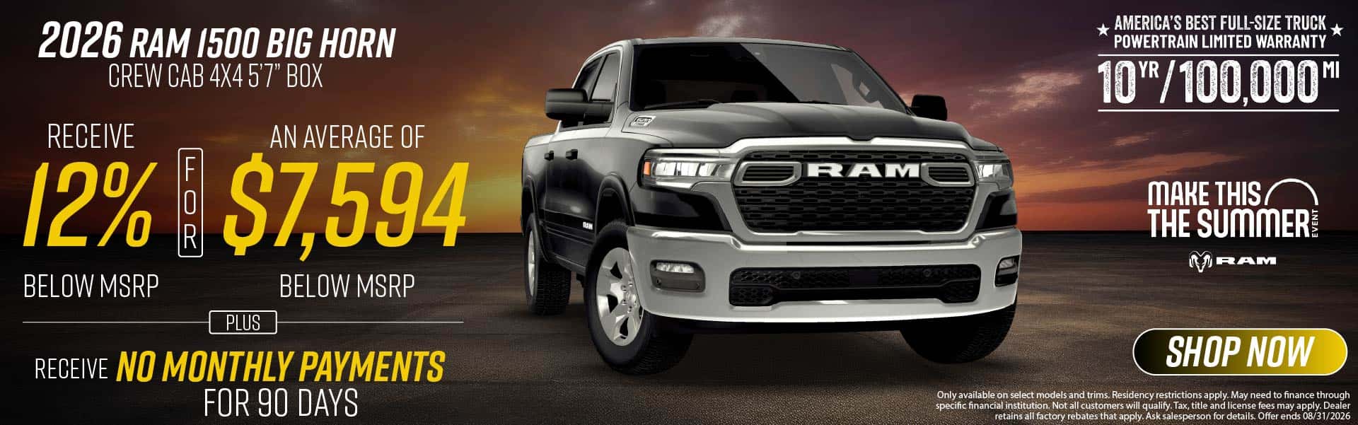 2026 Ram 1500 - August 2026 Incentives