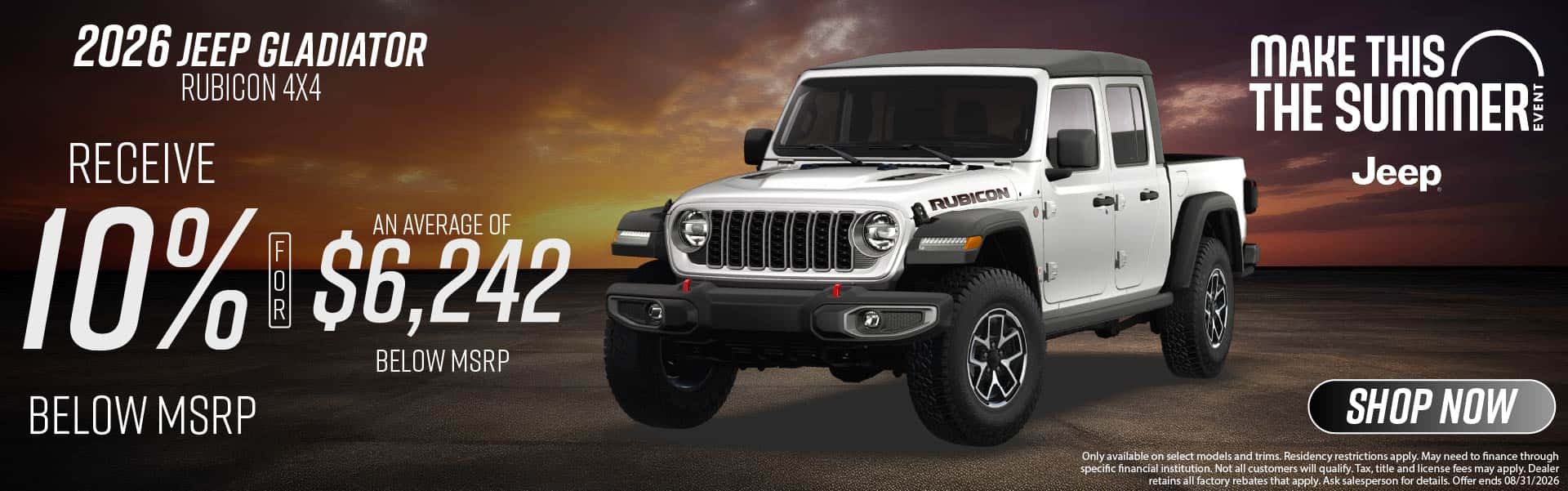 2026 Jeep Gladiator - August 2026 Incentives