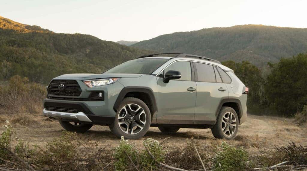 2024 Rav4 Hybrid Lunar Rock on Dirt Road 