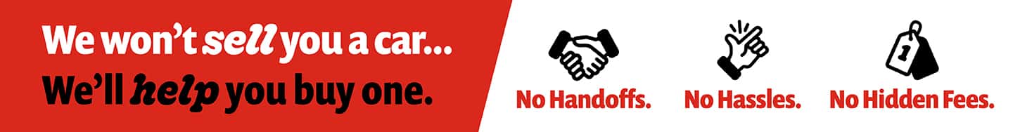 we won't sell you a car, we'll help you buy one vrp banner