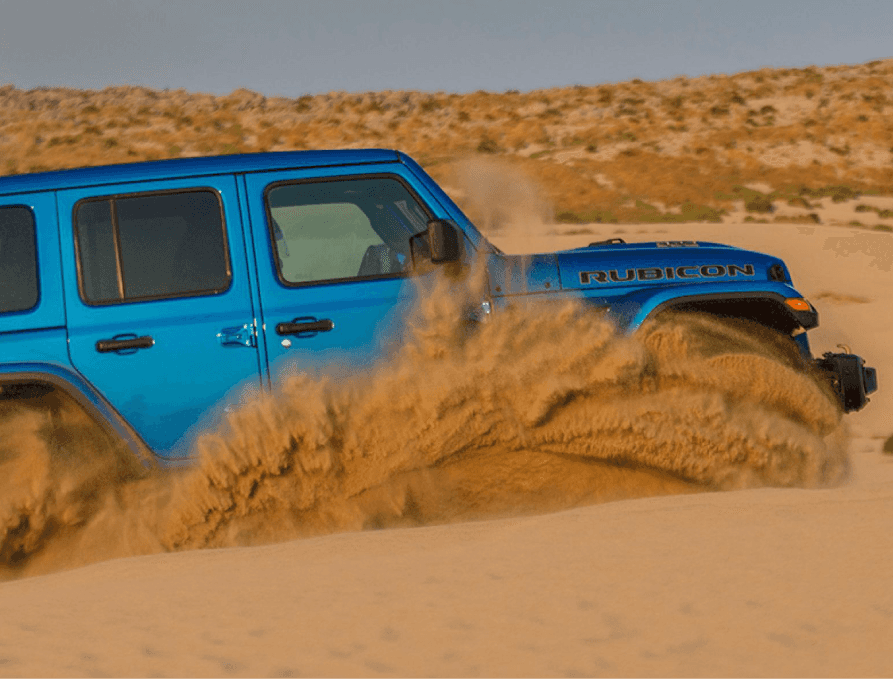 Wrangler driving off-road