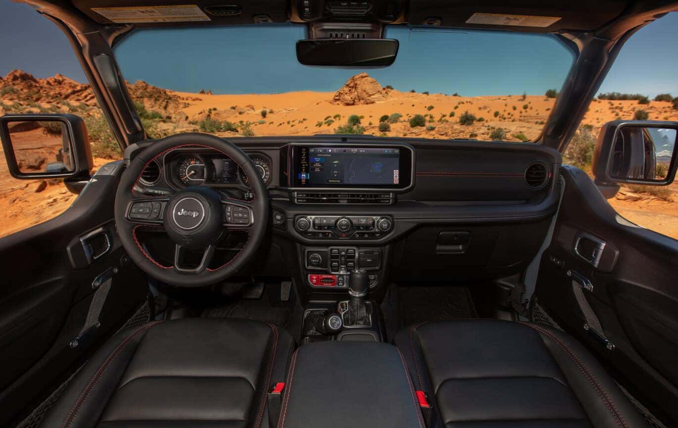 Jeep Wrangler interior front seats and dashboard