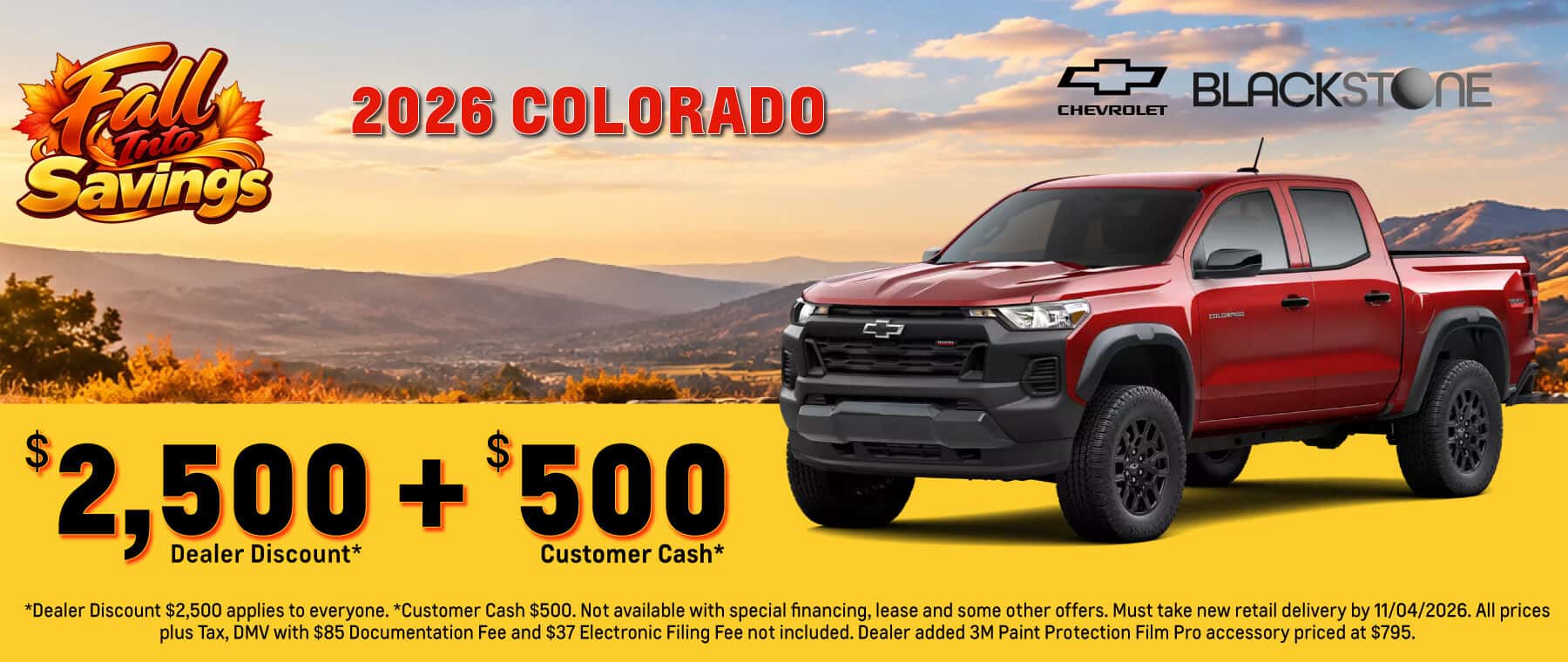 Fall Into Savings Sale - View special offers and inventory on the 2026 Chevrolet Colorado.