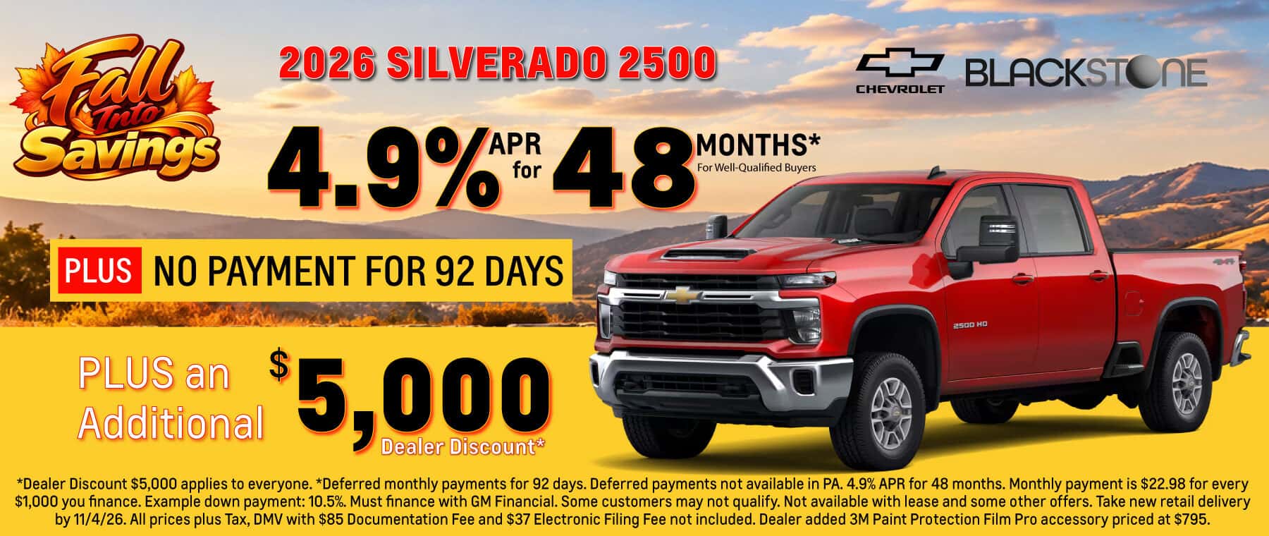 Fall Into Savings Sale - View special offers and inventory on the 2026 Chevrolet Silverado 2500.