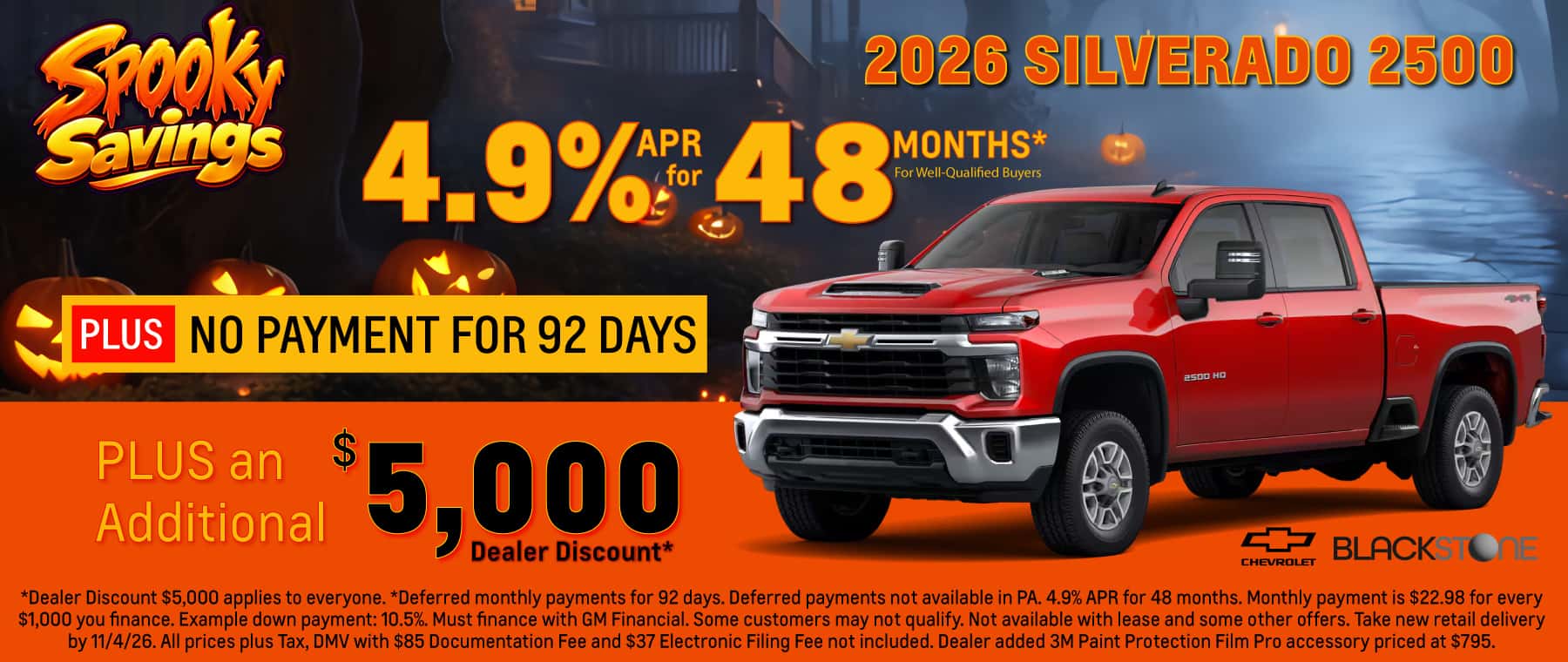 Spooky Savings Sale - View special offers and inventory on the 2026 Chevrolet Silverado 2500.