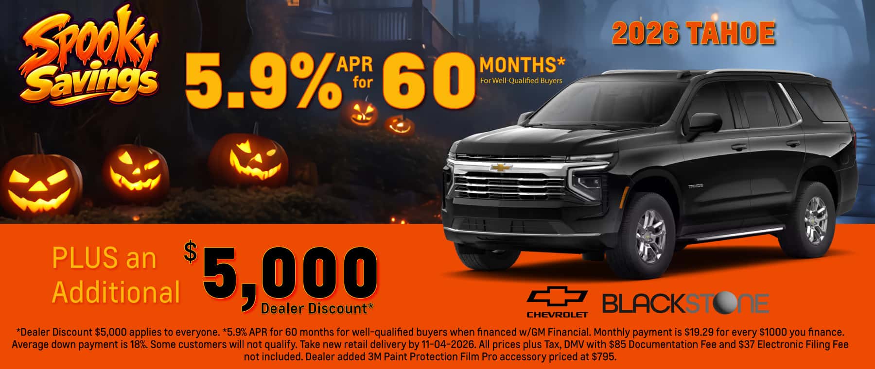 Spooky Savings Sale - View special offers and inventory on the 2026 Chevrolet Tahoe.