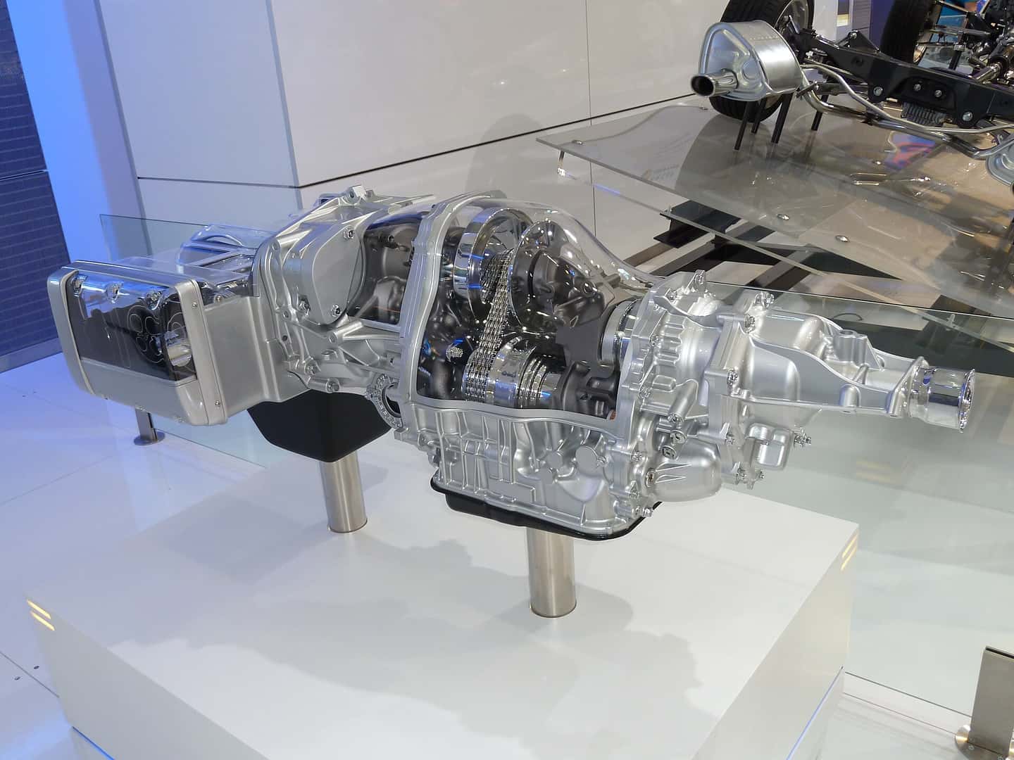 Subaru Lineartronic CVT display cutaway showing its internal drive components