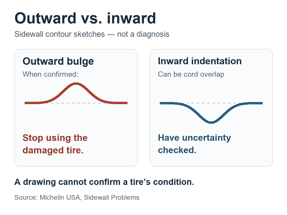 Schematic comparing an outward sidewall bulge with an inward indentation