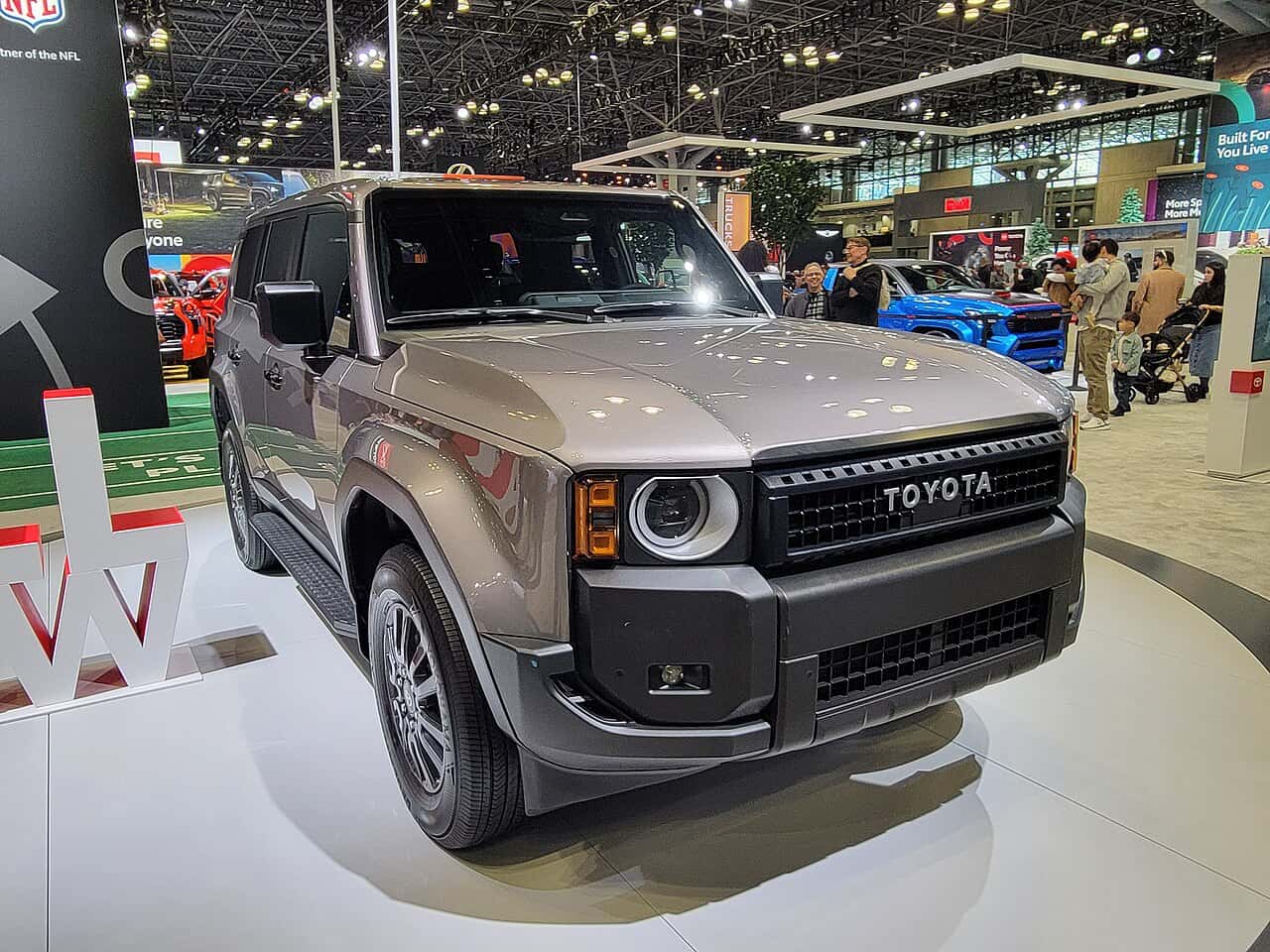 Front three-quarter view of a U.S.-market 2024 Toyota Land Cruiser at the 2024 New York auto show.