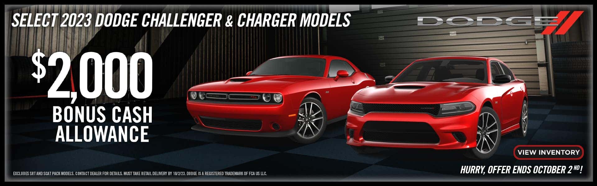 SELECT 2023 DODGE CHALLENGER & CHARGER MODELS $2,000 BONUS CASH ALLOWANCE