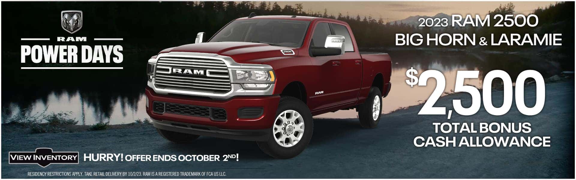 2023 RAM 2500 BIG HORN & LARAMIE 2,500 TOTAL BONUS CASH ALLOWANCE