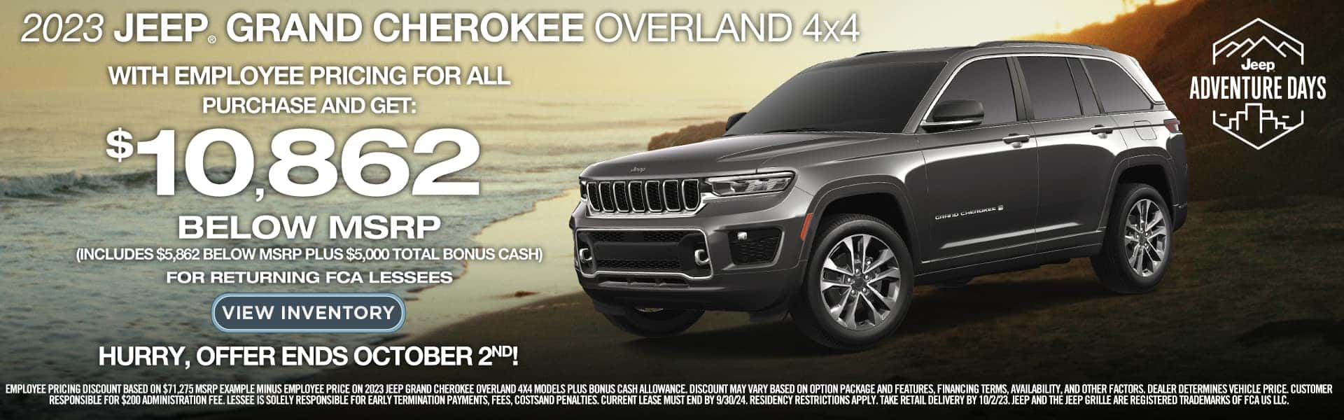 2023 JEEP. GRAND CHEROKEE OVERLAND 4x4 WITH EMPLOYEE PRICING FOR ALL PURCHASE AND GET 10862 BELOW MSRP