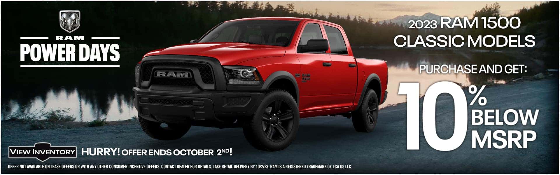 2023 RAM 1500 CLASSIC MODELS PURCHASE AND GET 10% BELOW MSRP
