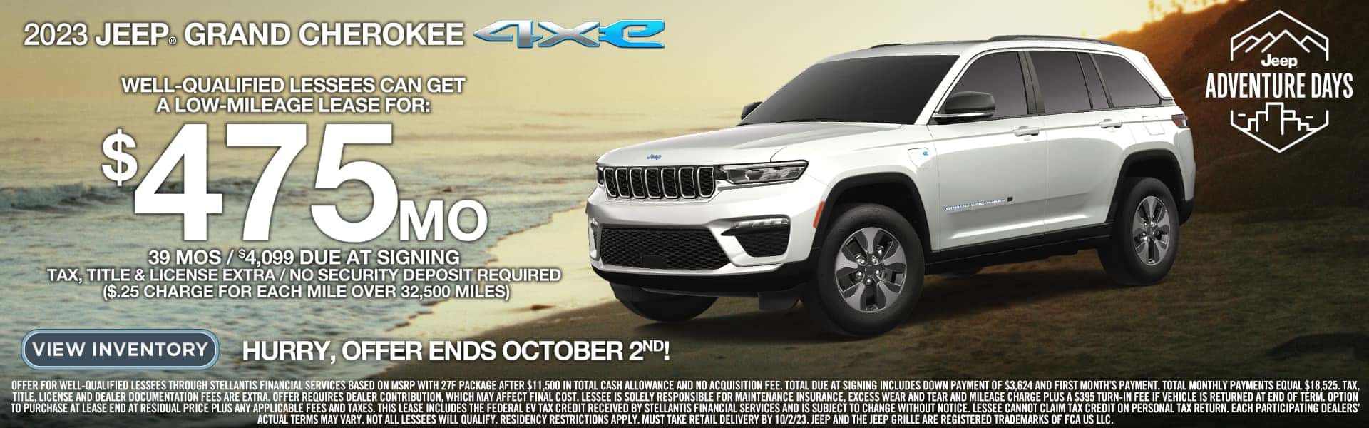 2023 JEEP. GRAND CHEROKEE AMO WELL-QUALIFIED LESSEES CAN GET A LOW-MILEAGE LEASE FOR: $475vo