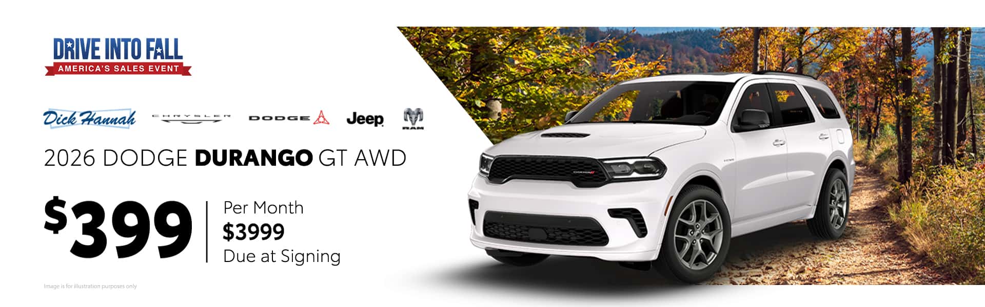 LEASE A 2026 DURANGO GT AWD FOR $399/MONTH $3999 DUE AT SIGNING. 24 MONTH LEASE 5,000 MILES/YR