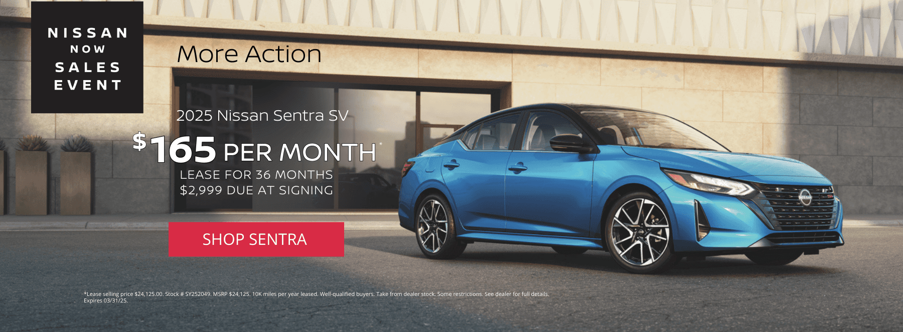 Lease 2025 Sentra SV for $165