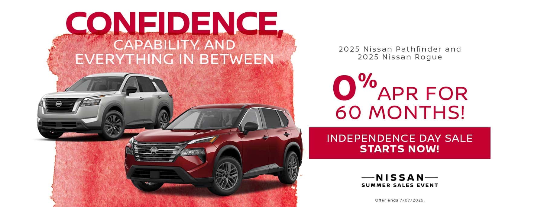 2025 Pathfinder and Rogue as low as 0% APR for 60 months