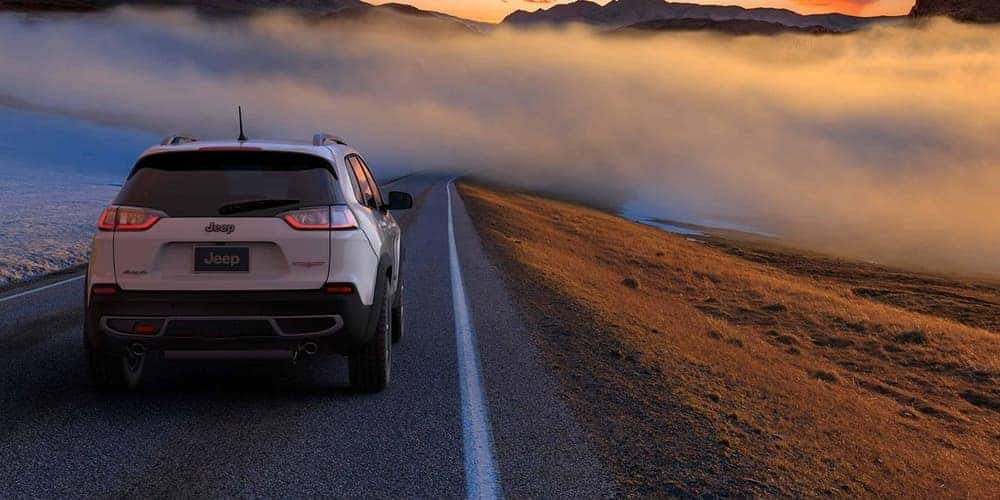 2019 Jeep Cherokee on foggy road