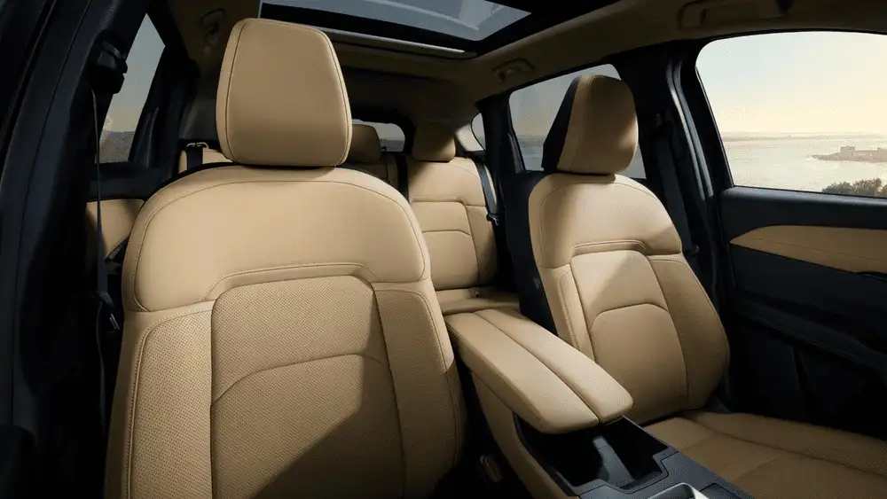 2026 Mazda CX-5 interior with beige leather seats and panoramic sunroof in Hempstead NY