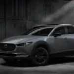 2026 Mazda CX-30 parked in industrial setting with sleek exterior near Hempstead NY