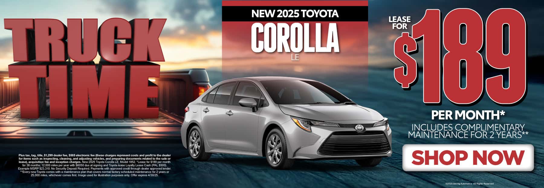 New 2025 Corolla LE "Lease for $189 Per month* Includes complimentary maintenance for 2 years**"