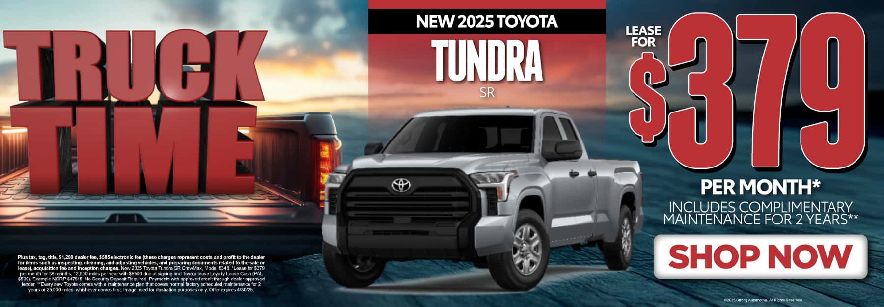 New 2025 Tundra SR "Lease for $379 per month* Includes complimentary maintenance for 2 years**"