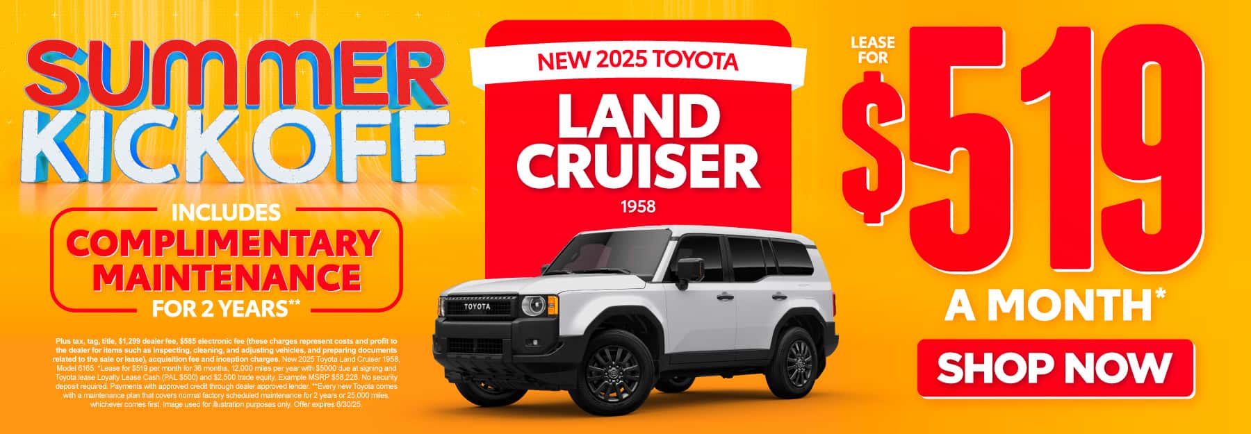 New 2025 Toyota Land Cruiser 1958 | Lease for $519 Per month* INCLUDES COMPLIMENTARY MAINTENANCE FOR 2 YEARS**