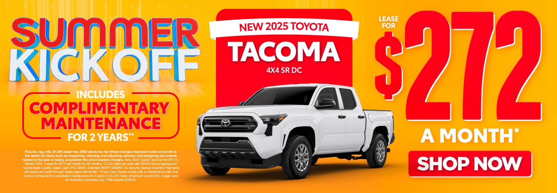 New 2025 Toyota Tacoma 4x4 SR DC | Lease for $272 Per month* INCLUDES COMPLIMENTARY MAINTENANCE FOR 2 YEARS**