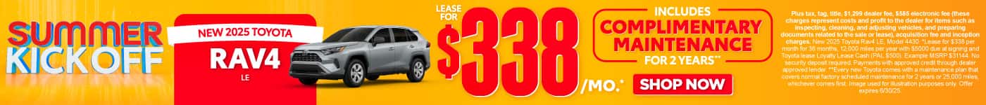 New 2025 Toyota Rav4 LE | Lease for $338 Per month* INCLUDES COMPLIMENTARY MAINTENANCE FOR 2 YEARS**