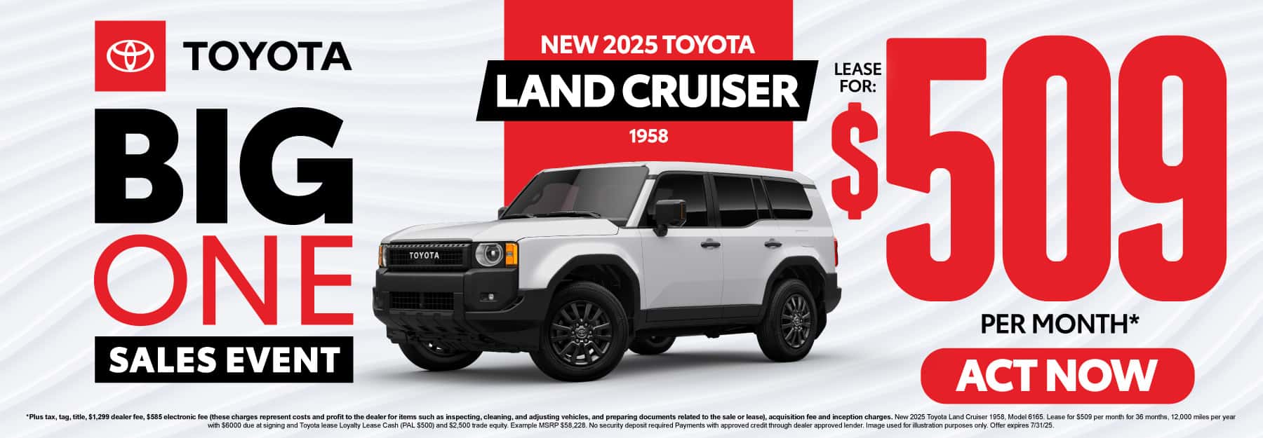 New 2025 Toyota Land Cruiser 1958 Lease for $509 Per Month*
