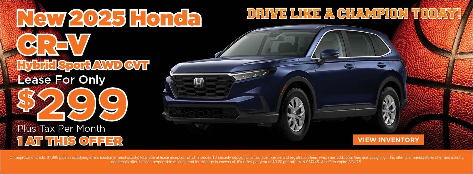 March New 2025 CRV hybrid lease offer