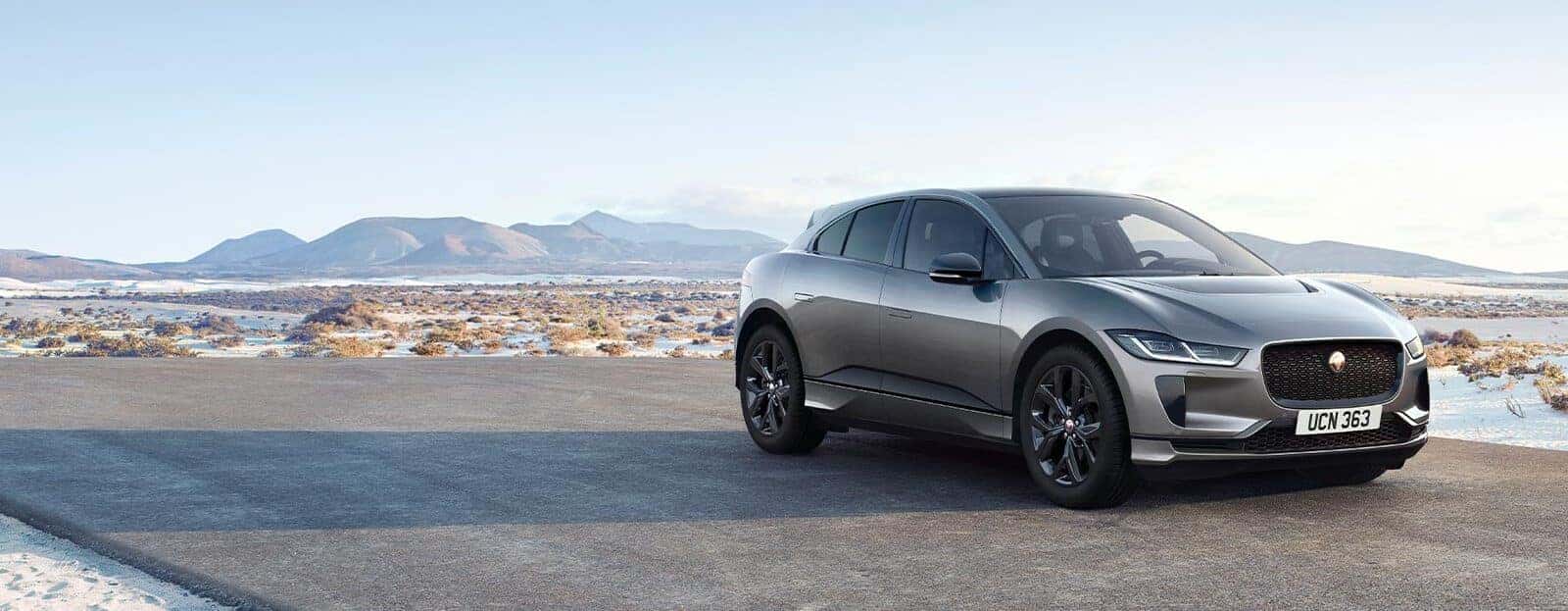 Jaguar parked in mountains