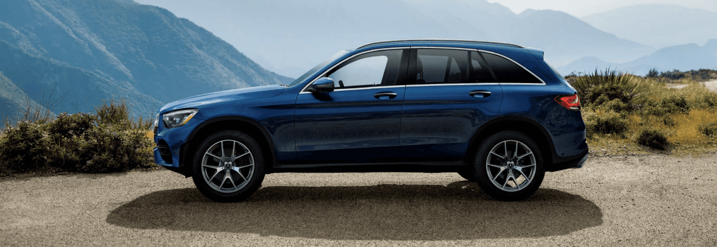 Mercedes Benz GLC parked in mountains
