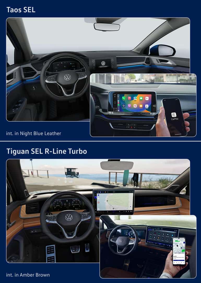 2026 Volkswagen Taos vs. Tiguan: Infotainment & Technology