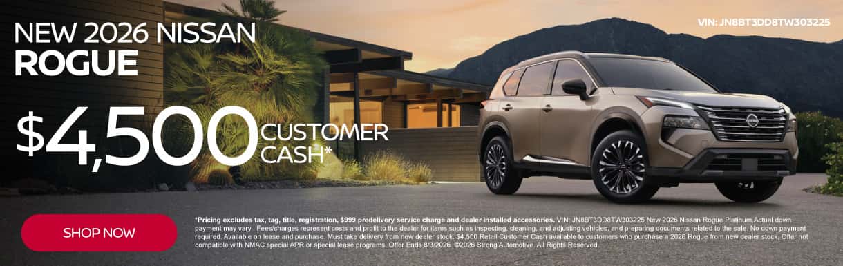 New 2026 Nissan Rogue " $4,500 Customer Cash* "