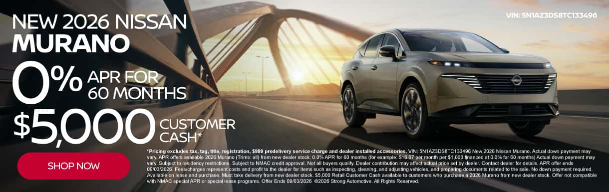 New 2026 Nissan Murano "0% APR for 60 months $5,000 Customer Cash* "