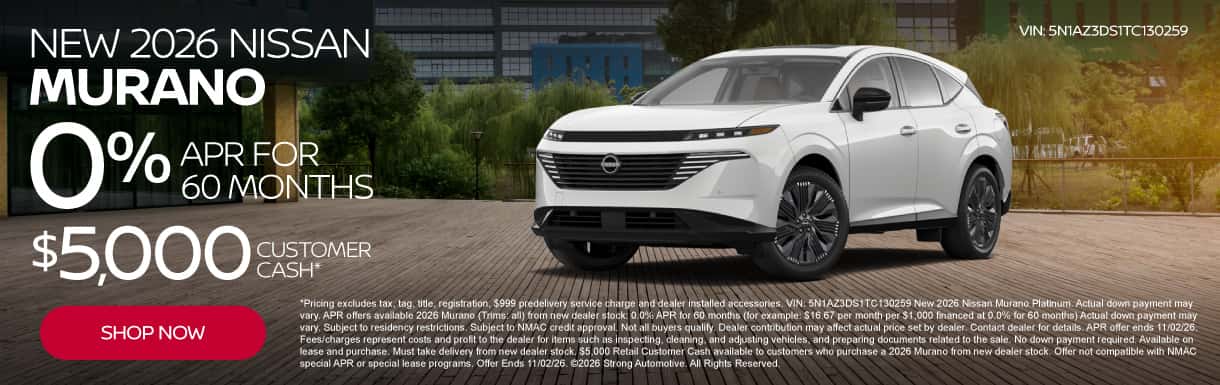New 2026 Nissan Murano - 0% APR for 60 months $5,000 Customer Cash*