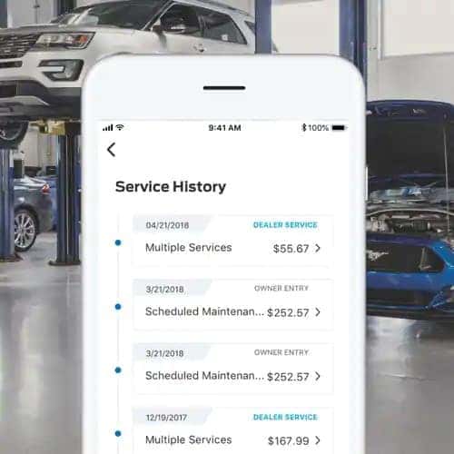 FordPass app conveniently displays vehicle service history