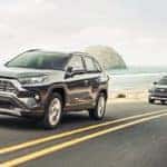 2019 rav4 models driving near seaside