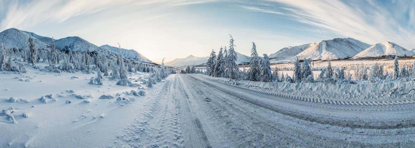 Open Road Covered in Snow