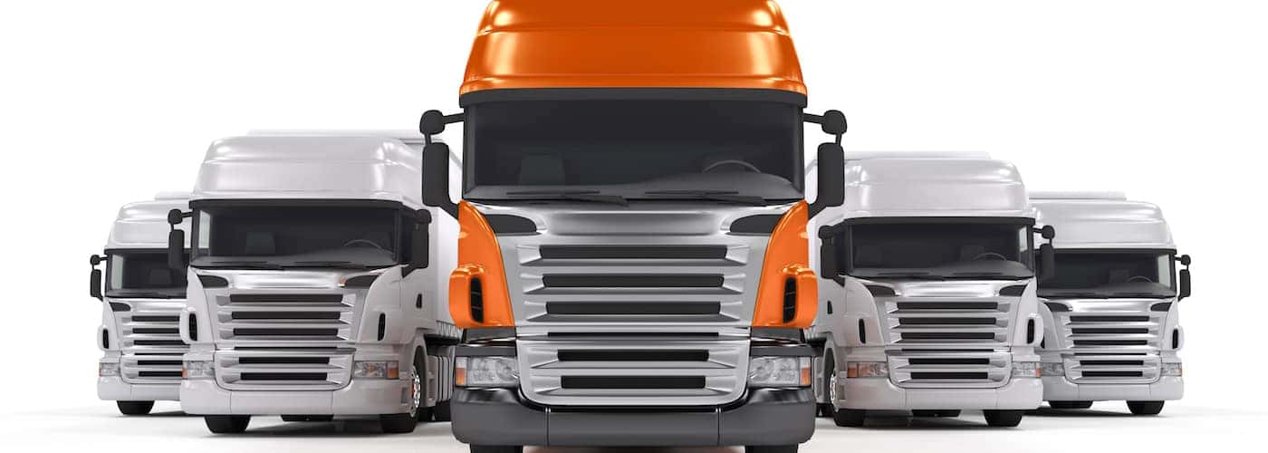 Commercial Trucks Lined Up