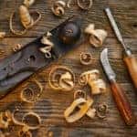 an overhead view of woodworking tools