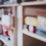 Defocused photo of shelving in a garage